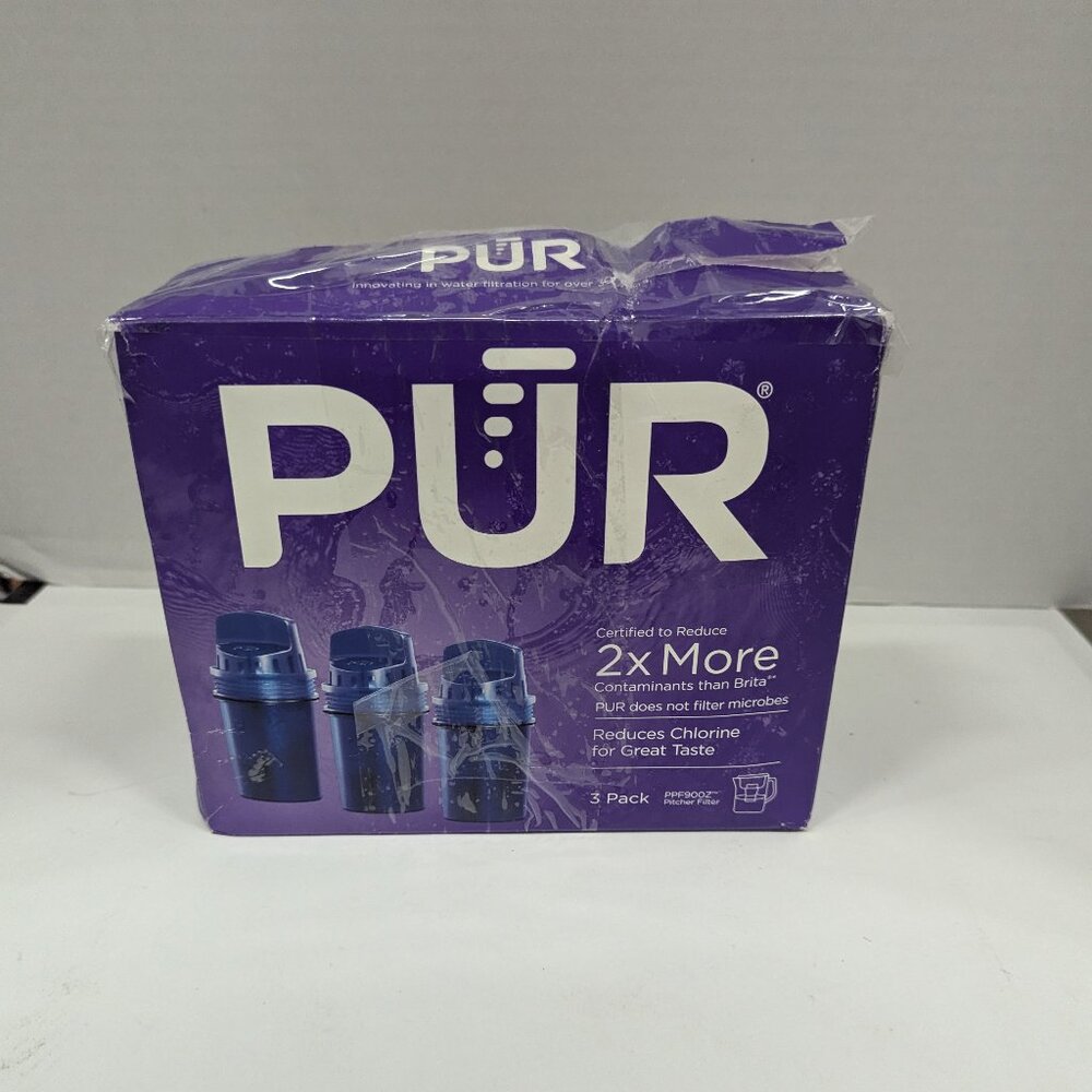 PUR Pitcher Water Filters 3-Pack – Chlorine & Contaminant Reduction
